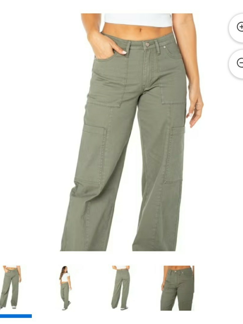 Celebrity Pink Olive Green Wide Leg Cargo Jeans